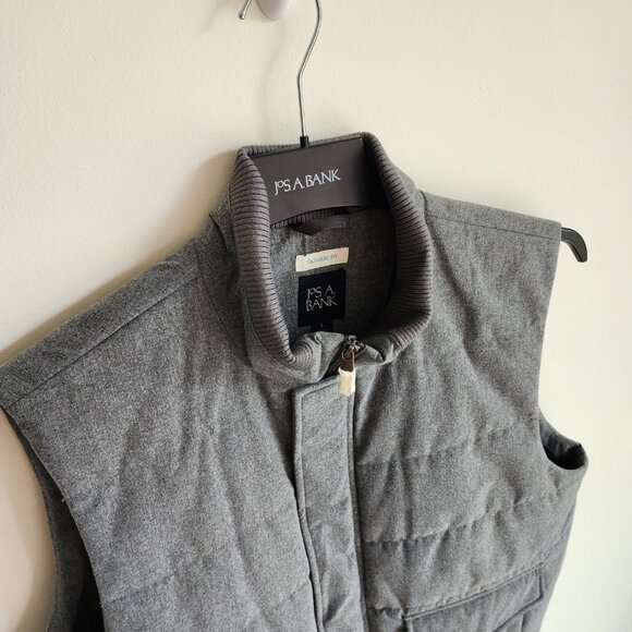 Large Gray Vest Coat Mens Jos A Bank New Tailored Fit Size L Nwt Zip Up Jacket - Picture 11 of 17